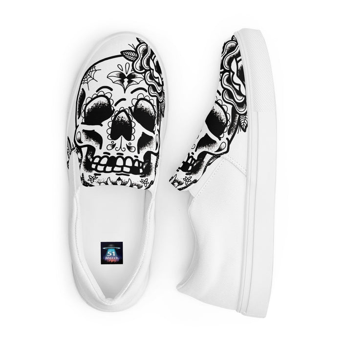 Tattoo Skull Design | Men’s slip-on canvas shoes