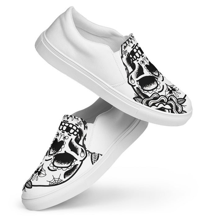 Tattoo Skull Design | Men’s slip-on canvas shoes