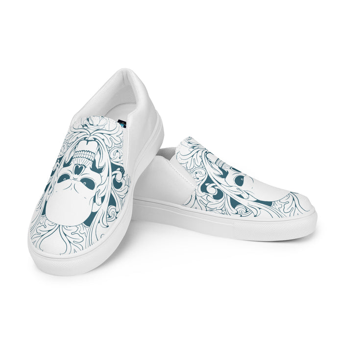 Ornate Skull Design | Men’s slip-on canvas shoes