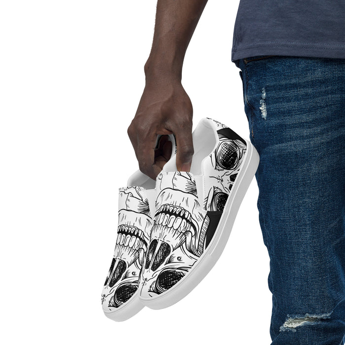 Black & White Skull Pattern | Men’s slip-on canvas shoes