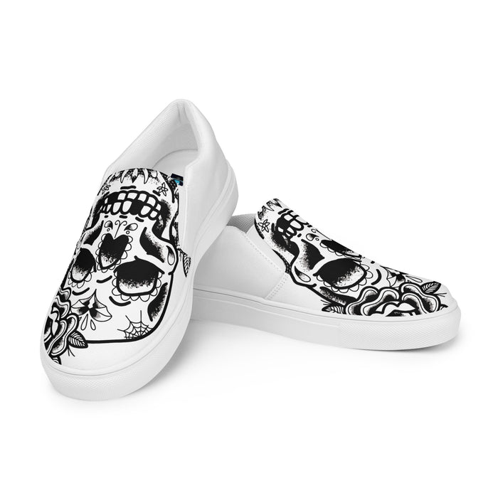 Tattoo Skull Design | Men’s slip-on canvas shoes