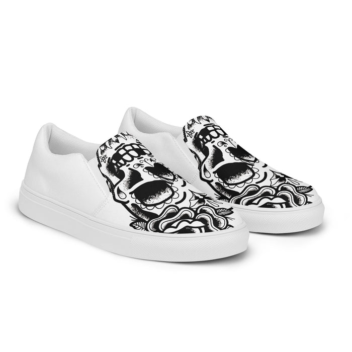 Tattoo Skull Design | Men’s slip-on canvas shoes