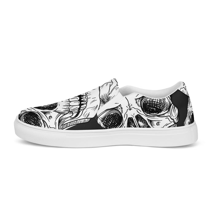 Black & White Skull Pattern | Men’s slip-on canvas shoes