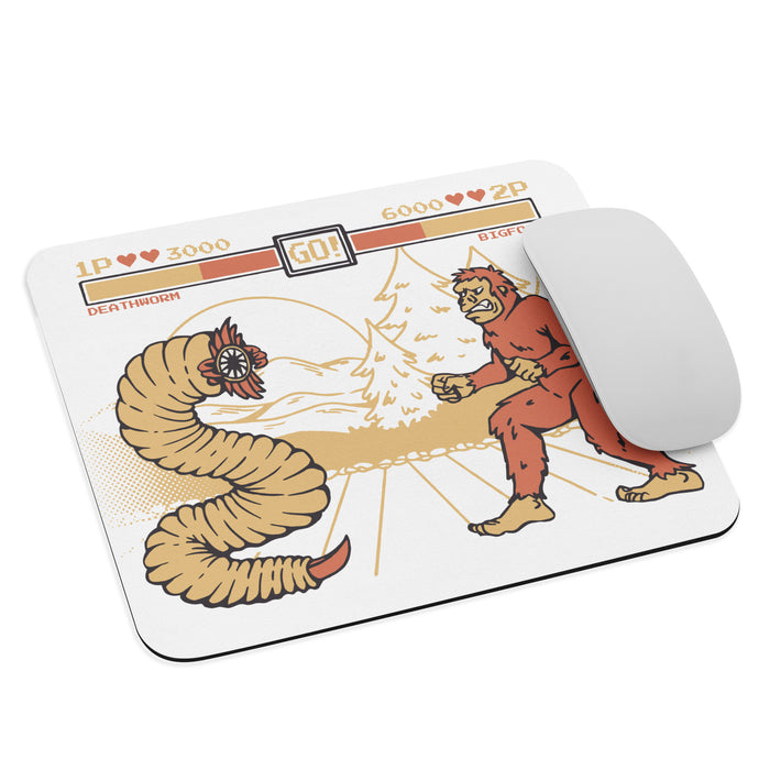 Bigfoot Vs Mongolian Death Worm | Mouse pad