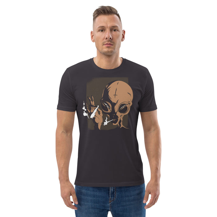 Smoking Grey Alien | Unisex organic cotton t-shirt