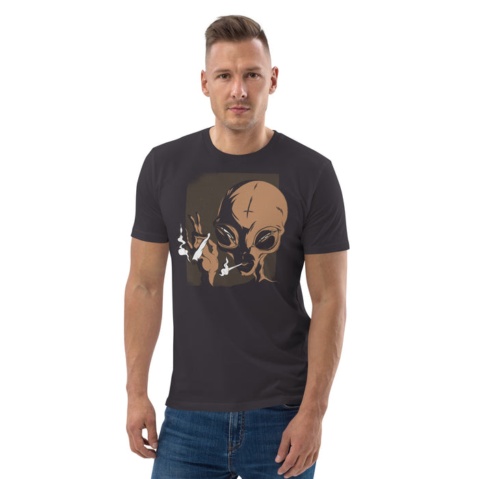 Smoking Grey Alien | Unisex organic cotton t-shirt