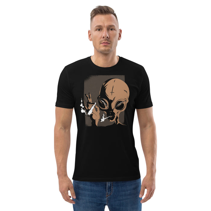 Smoking Grey Alien | Unisex organic cotton t-shirt