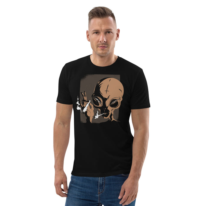 Smoking Grey Alien | Unisex organic cotton t-shirt