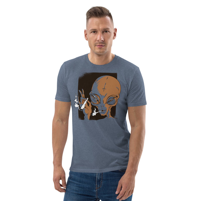 Smoking Grey Alien | Unisex organic cotton t-shirt