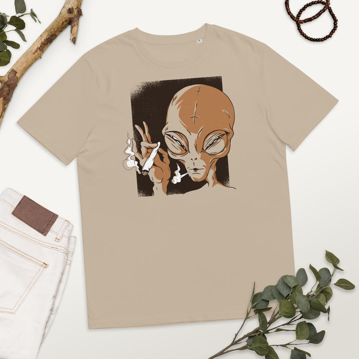 Smoking Grey Alien | Unisex organic cotton t-shirt