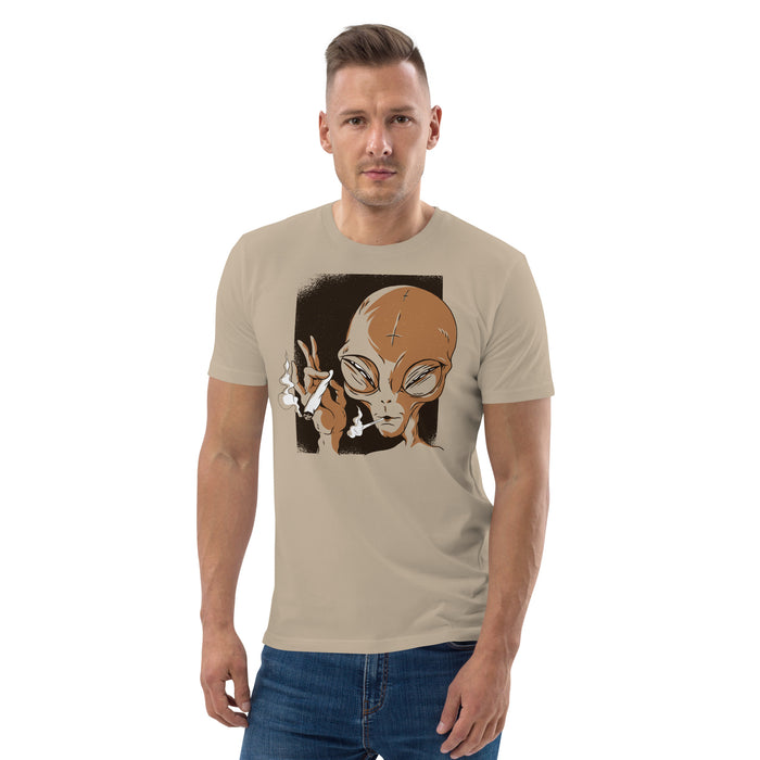 Smoking Grey Alien | Unisex organic cotton t-shirt