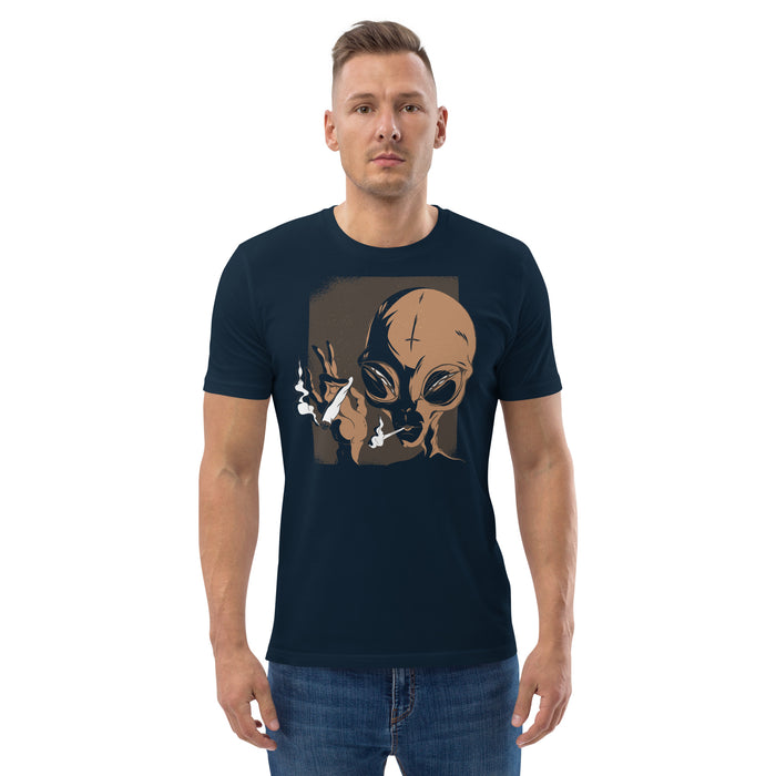 Smoking Grey Alien | Unisex organic cotton t-shirt