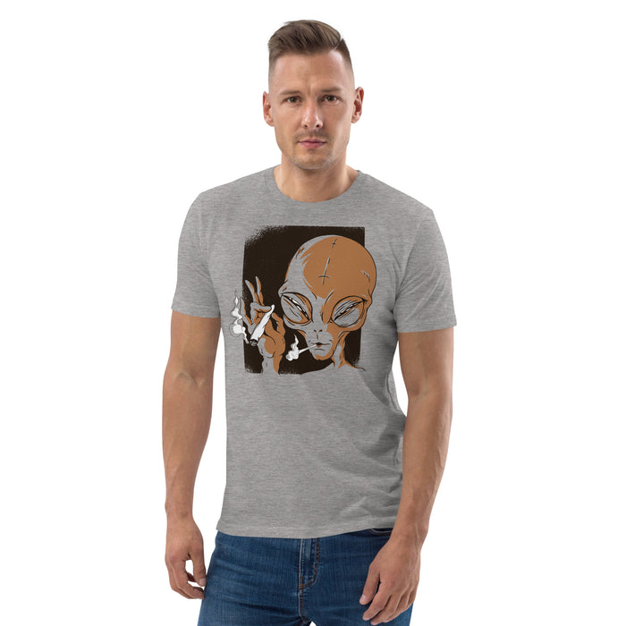 Smoking Grey Alien | Unisex organic cotton t-shirt