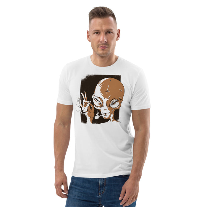 Smoking Grey Alien | Unisex organic cotton t-shirt