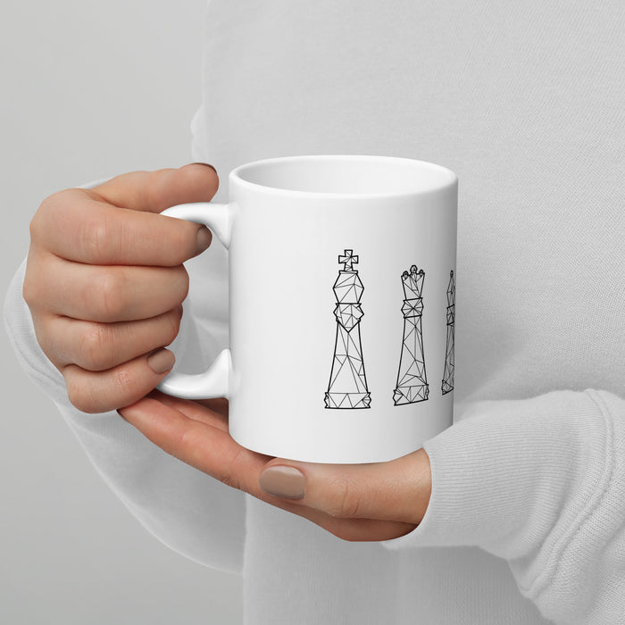 Polygon Chess | White glossy mug