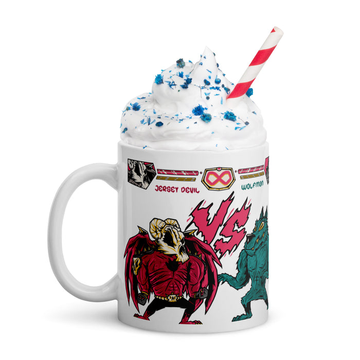 Jersey Devil vs Wolfman | White glossy mug