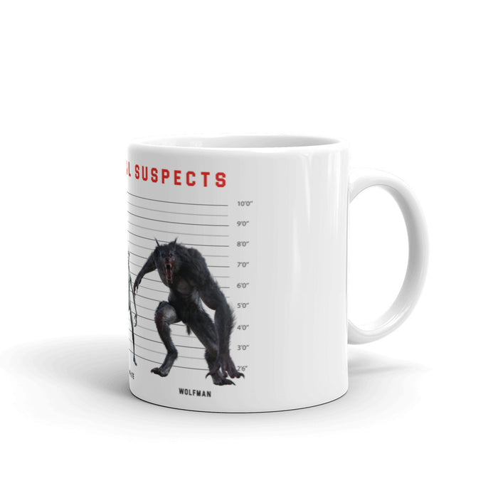 The Unusual Suspects White glossy mug