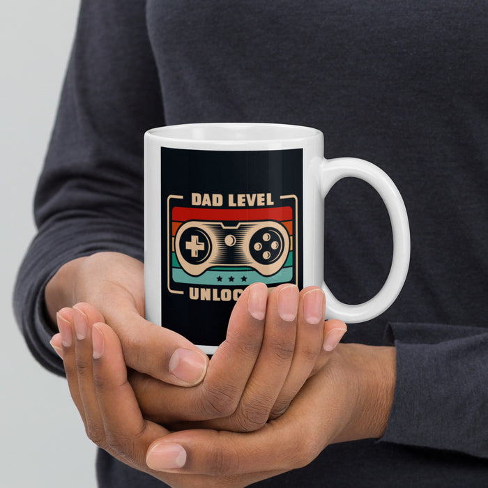 Dad Level Unlocked | White glossy mug