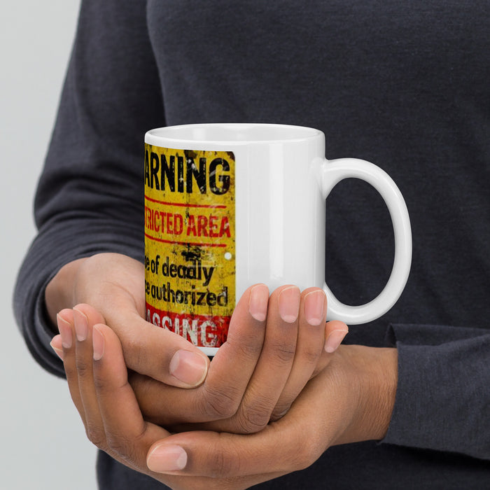 Area 51 Warning Sign | White glossy mug