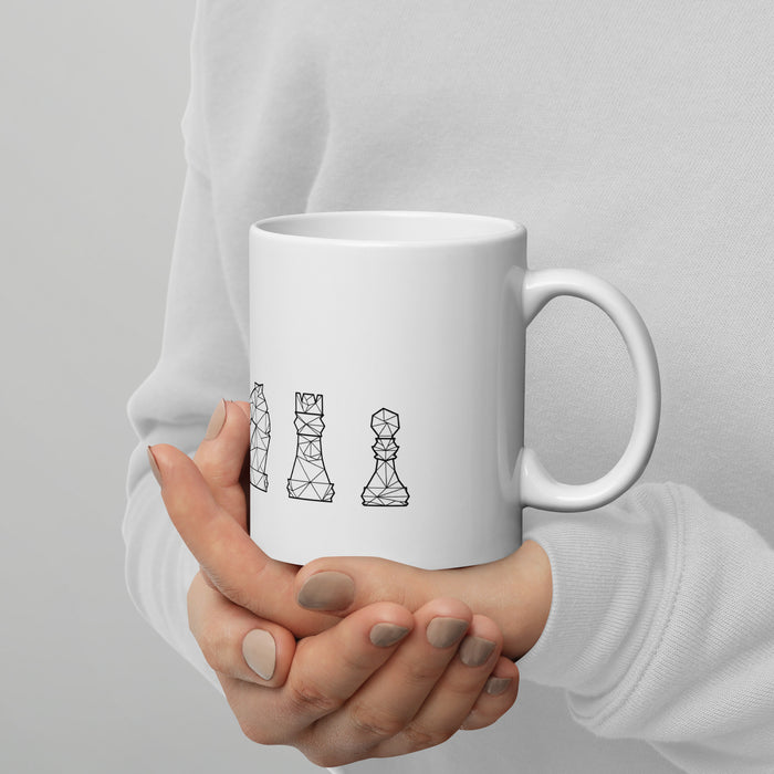 Polygon Chess | White glossy mug