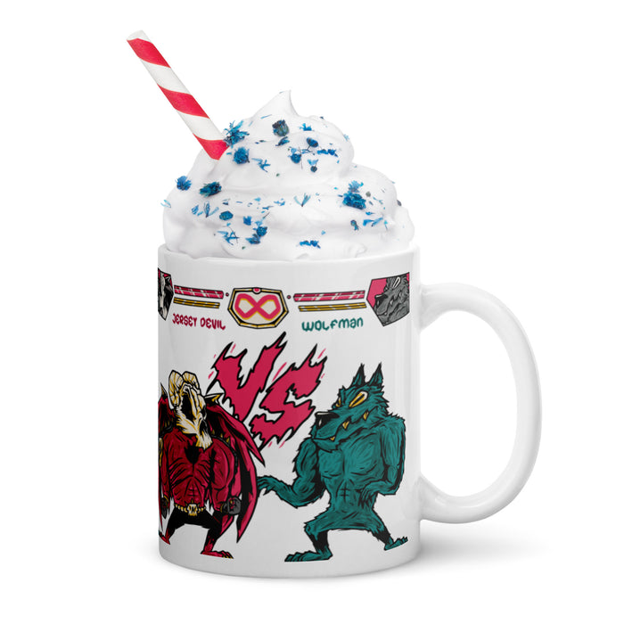 Jersey Devil vs Wolfman | White glossy mug