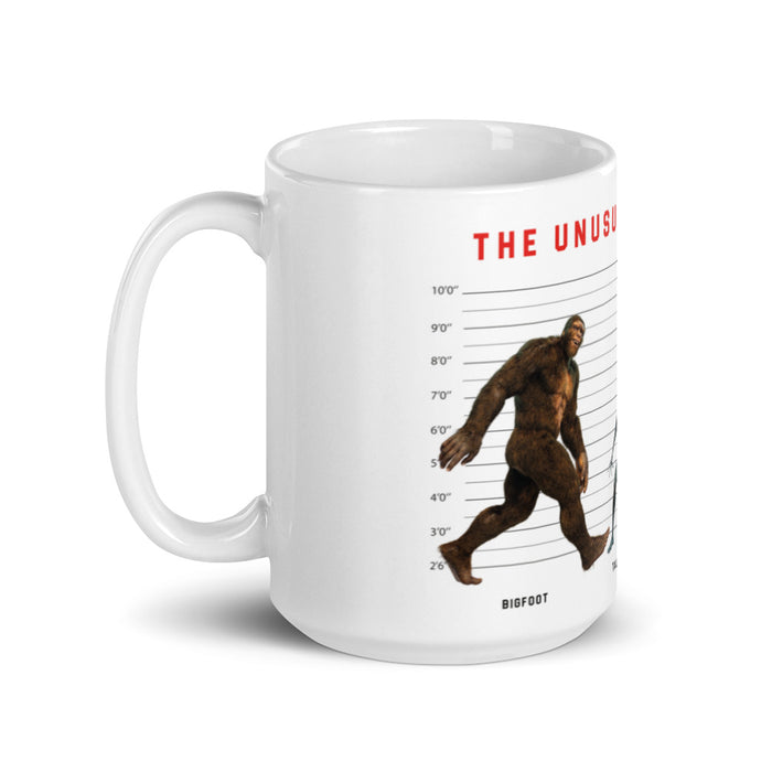 The Unusual Suspects White glossy mug