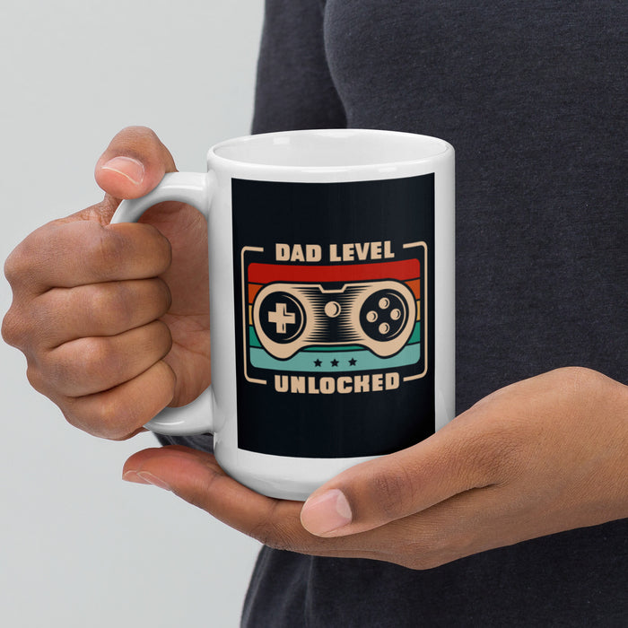 Dad Level Unlocked | White glossy mug