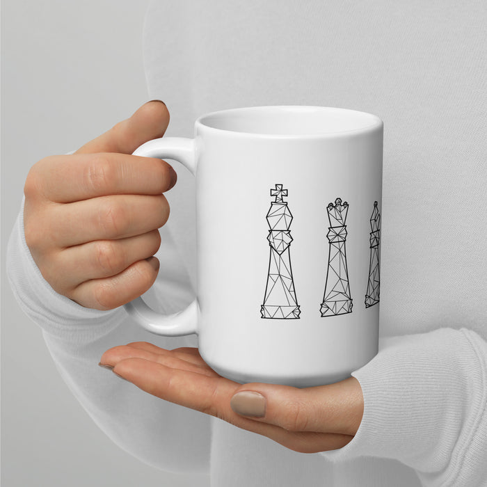 Polygon Chess | White glossy mug