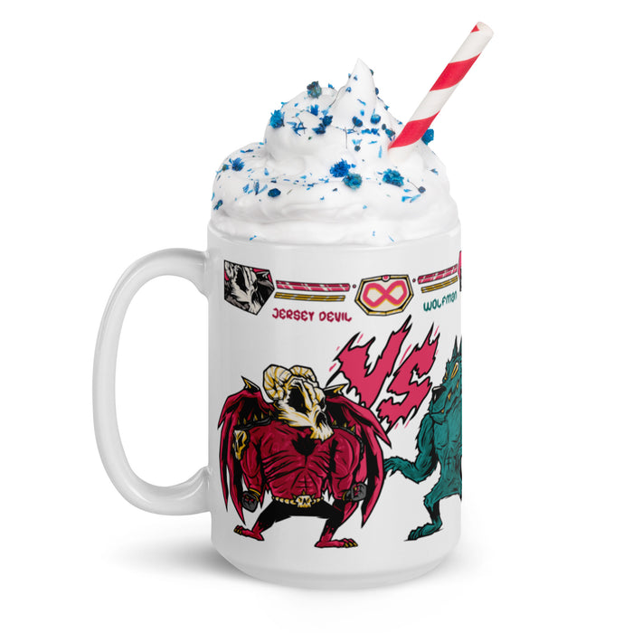 Jersey Devil vs Wolfman | White glossy mug