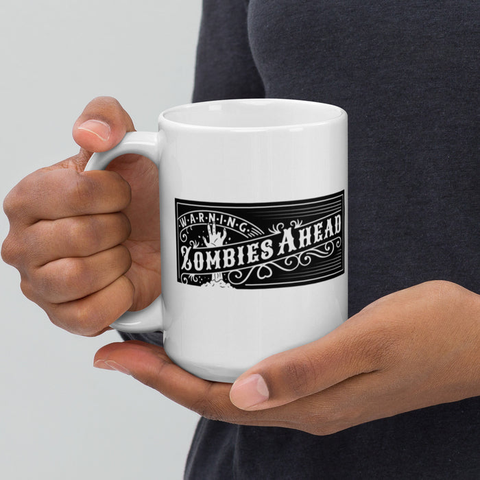 Zombies ahead | White glossy mug