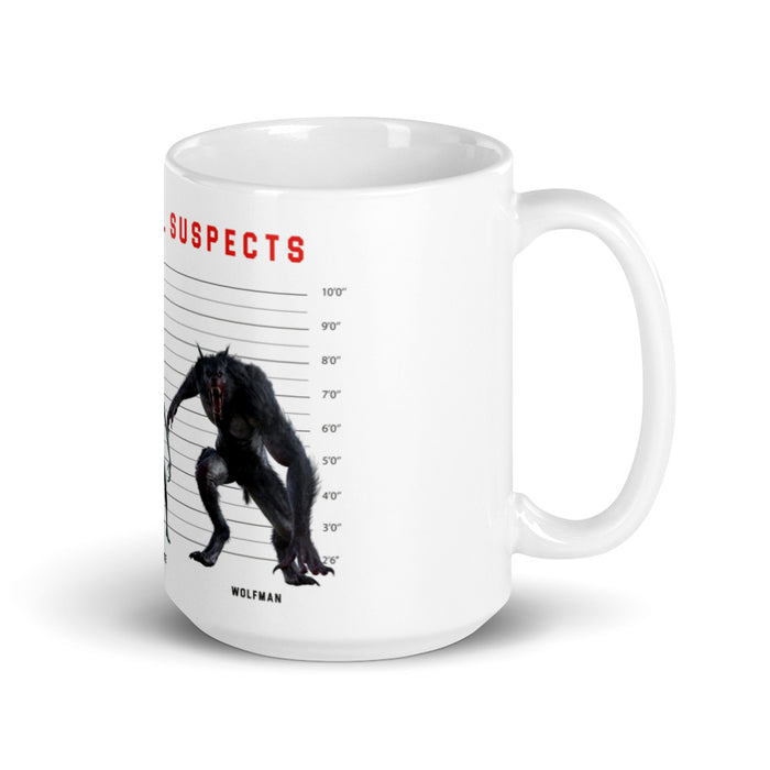 The Unusual Suspects White glossy mug