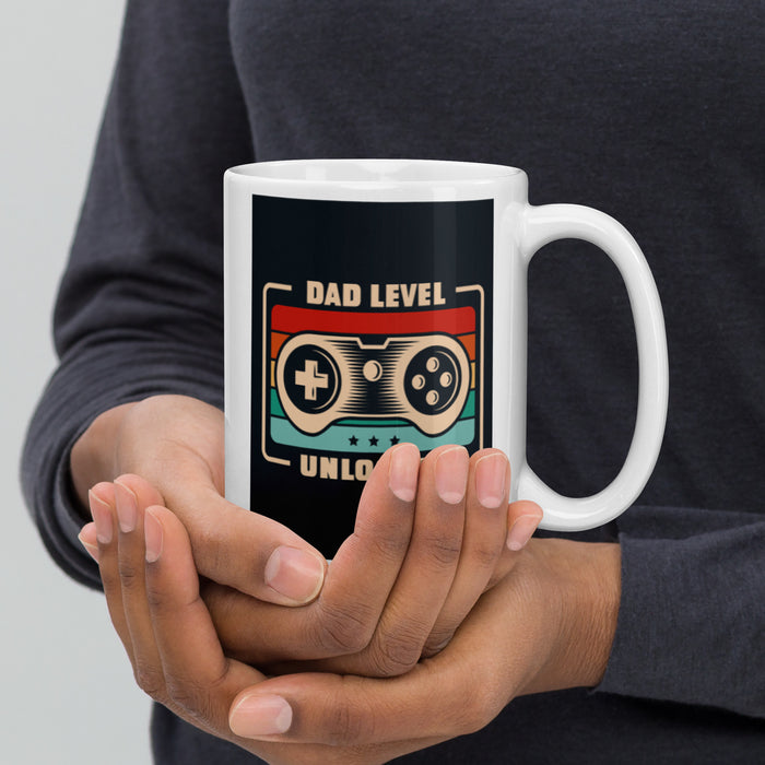 Dad Level Unlocked | White glossy mug