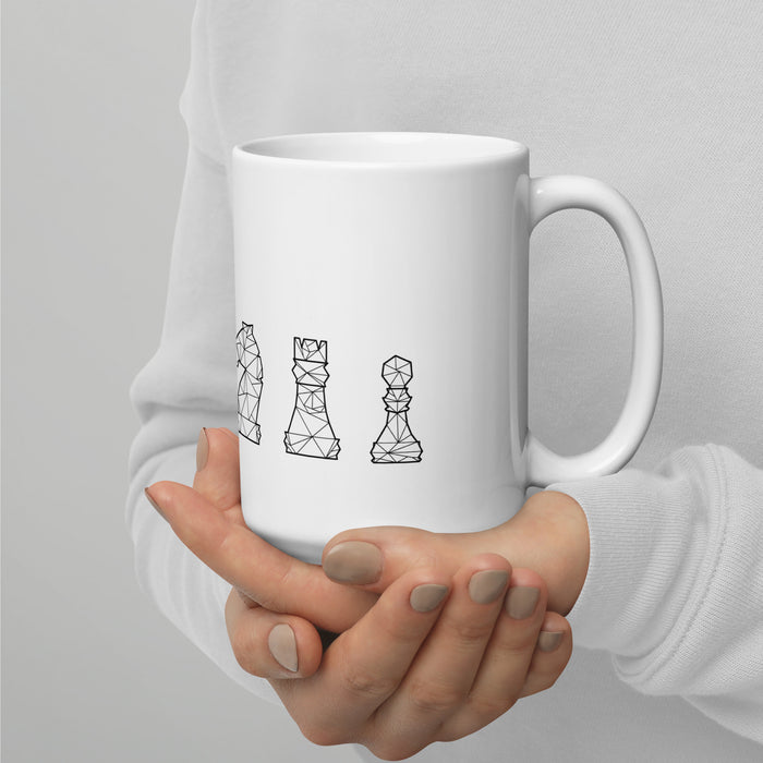 Polygon Chess | White glossy mug