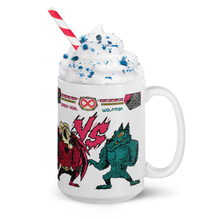 Jersey Devil vs Wolfman | White glossy mug